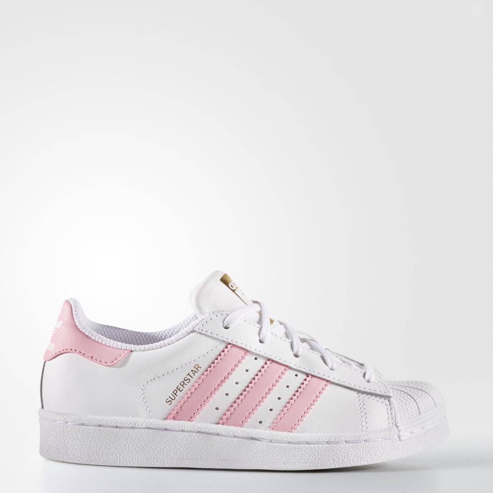 Adidas Boys' Superstar Shell Toe Originals Shoes White/Light Pink/Gold Metal Ireland BY3718